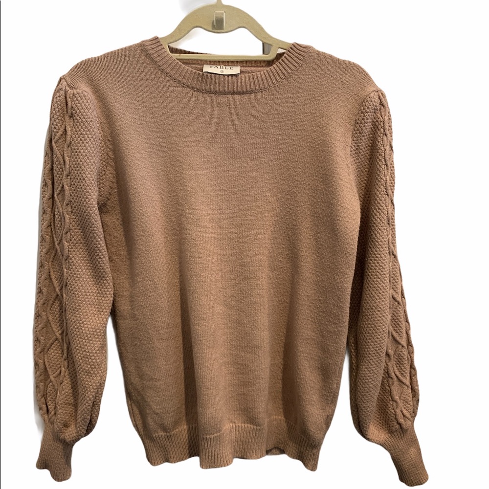 Fable Women’s Tan Sweater Balloon Sleeves Size S
